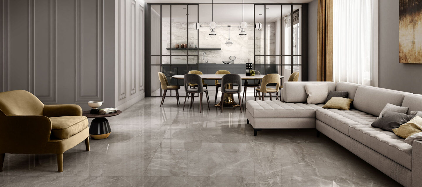 Ambientazione con pavimentazione in gres effetto marmo