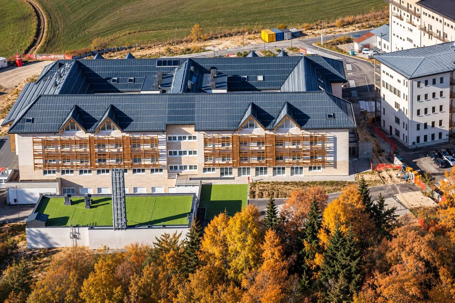 Ospedale di Asiago · Vista aerea del complesso · rielaborazione illustrativa