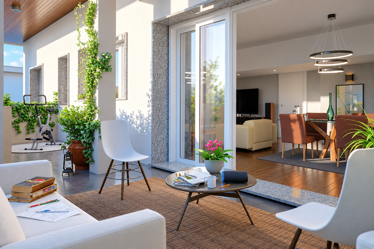 Residenze di Bollate · Loggia — illustrazione da render di progetto · rielaborazione illustrativa